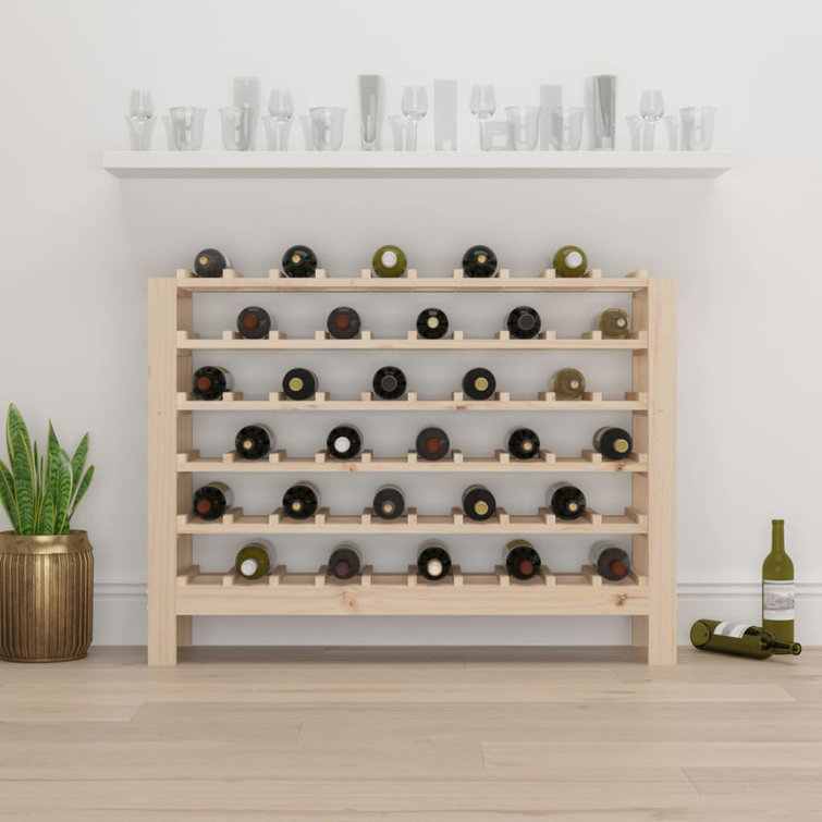 Brayden Studio 60 Bottle Solid Wood Floor Wine Bottle Rack in Brown